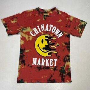 Chinatown Market Smiley Face Logo Graphic T-shirt Women Small Tie Dye Red